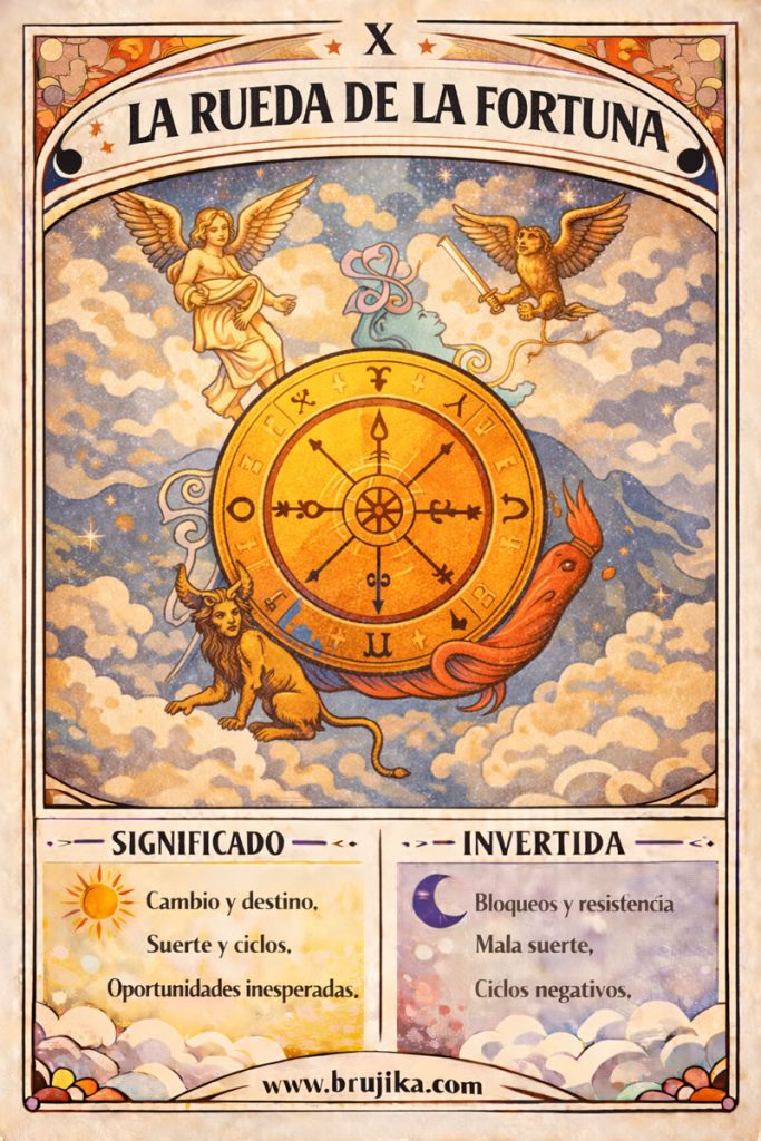 La Rueda de la Fortuna de Arcanos mayores del Tarot
