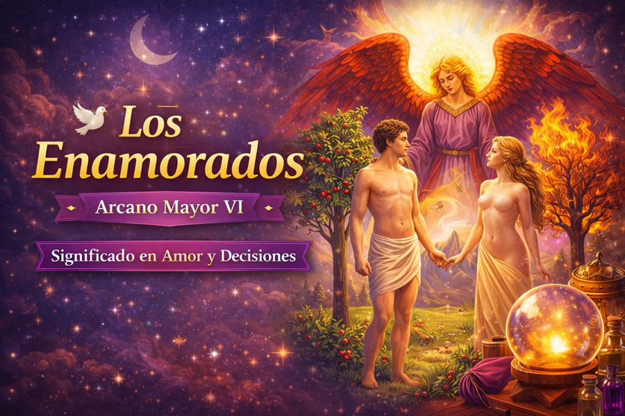 Los Enamorados tarot Arcano Mayor VI significado completo en amor y decisiones